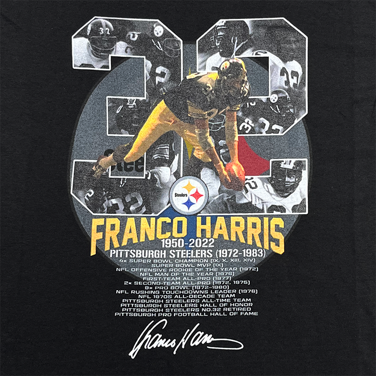 Delta Apparel Franco Harris 1950-2022 Commemorative T-Shirt