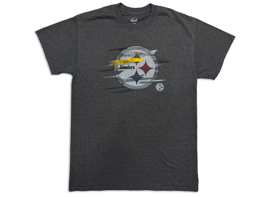 Majestic Pittsburgh Steelers Logo Streak Crewneck T-Shirt