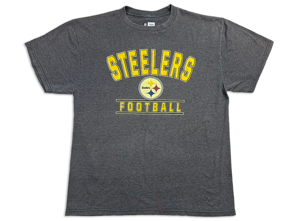 NFL Team Apparel Steelers Football Ink Offset Crewneck T-Shirt