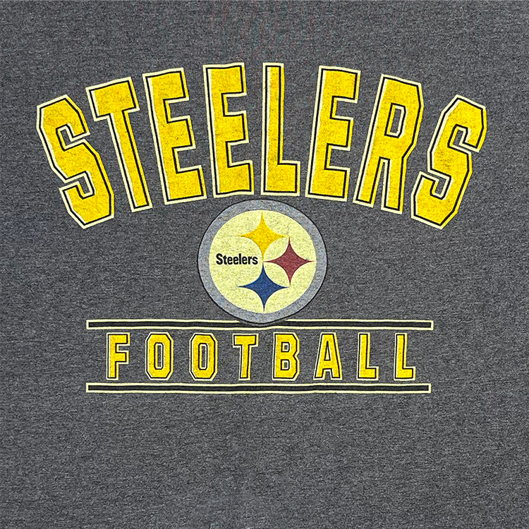 NFL Team Apparel Steelers Football Ink Offset Crewneck T-Shirt