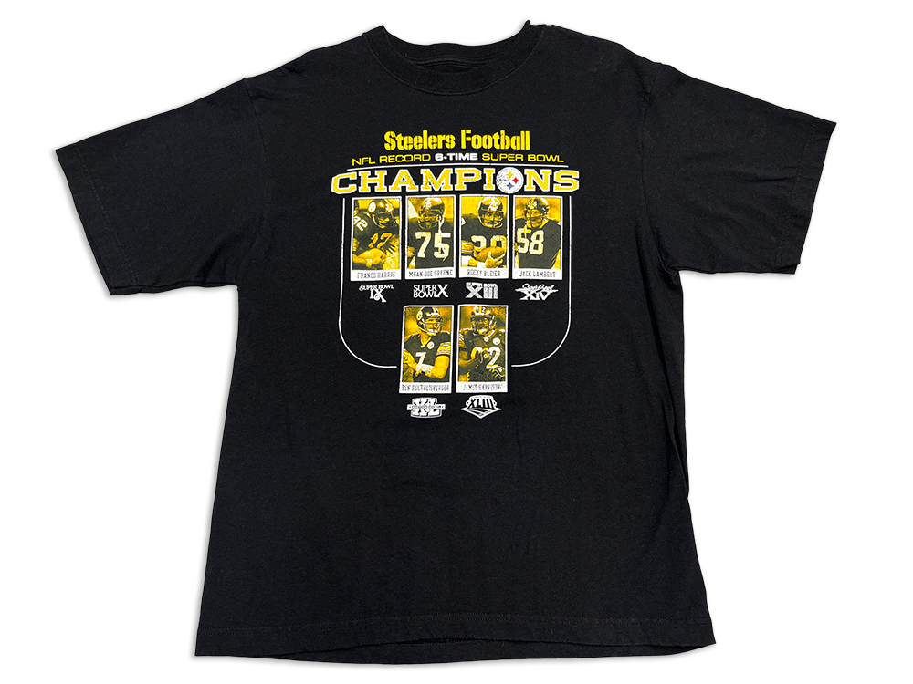 Reebok Steelers Football 6X Super Bowl Champions Size M T-Shirt