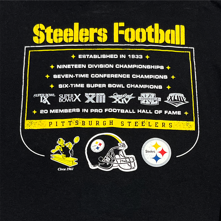 Reebok Steelers Football 6X Super Bowl Champions Size M T-Shirt
