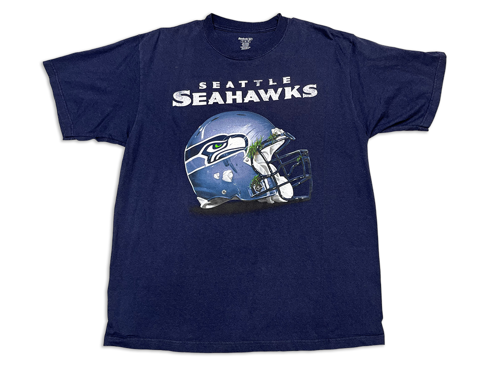 Reebok Seattle Seahawks Scuffed Helmet Graphic Crewneck T-Shirt