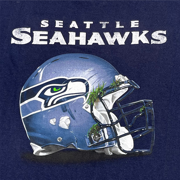 Reebok Seattle Seahawks Scuffed Helmet Graphic Crewneck T-Shirt