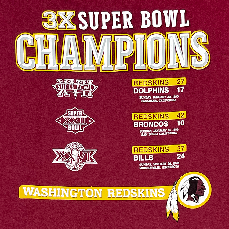 Reebok Washington Redskins 3-Time SB Champions T-Shirt